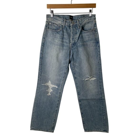 Edwin Jeans Womens 27 Light Wash Kali Ankle Mission Distressed Button Fly USA - Picture 1 of 13